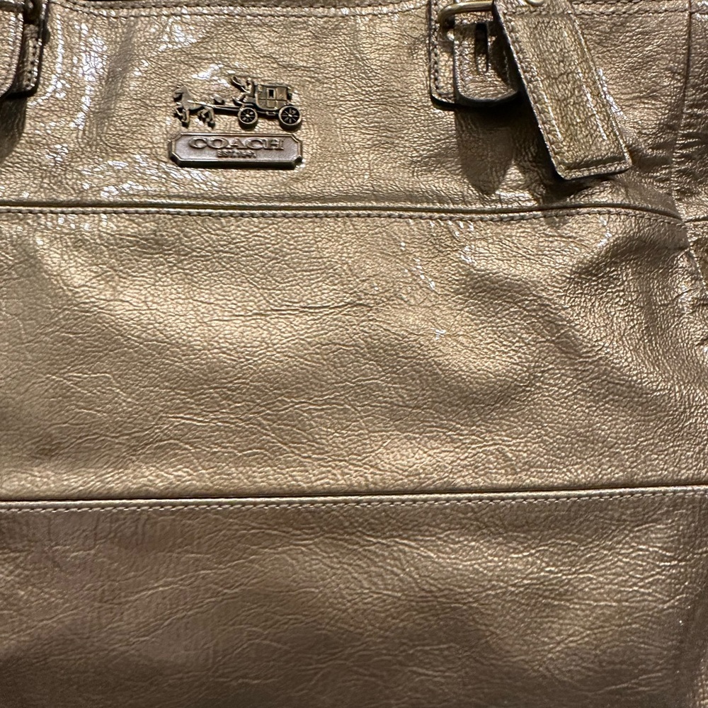 Coach Madison Tribeca Metallic Gold Leather Tote with Chain-Link Straps - Picture 12 of 16